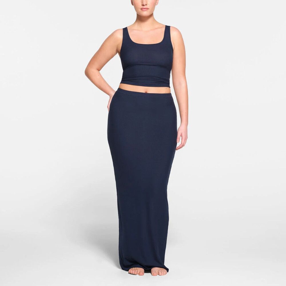 SKIMS - Skims Navy Midi Skirt on Designer Wardrobe SKIMS - Skims Navy Midi Skirt on Designer Wardrobe