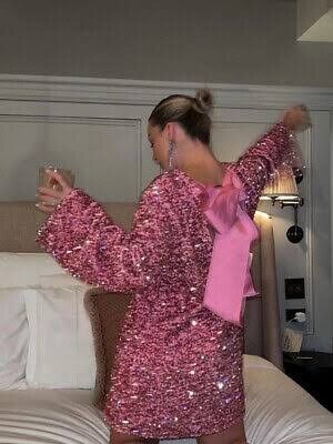 pink sequin dress h and m