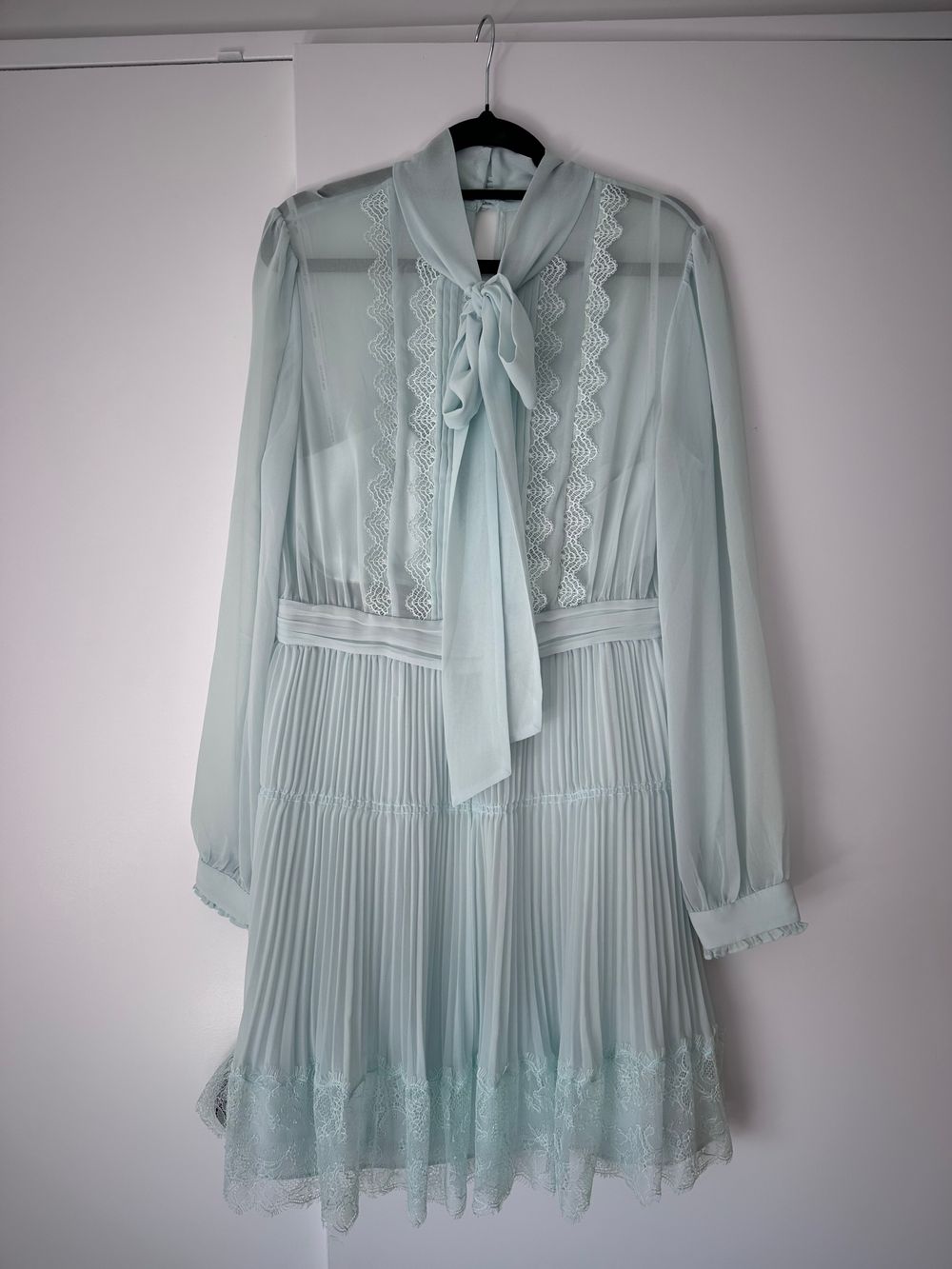 pale blue chiffon trimmed dress MARINA LIGHT BLUE ASYMMETRIC CHIFFON MIDI DRESS | CULT MIA main image 0
