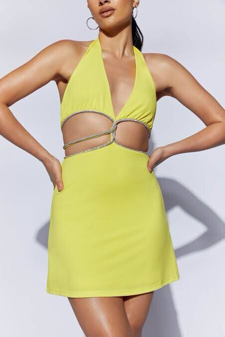 white halter neck mini dress Anari Gathered Scuba Mini Dress main image 0