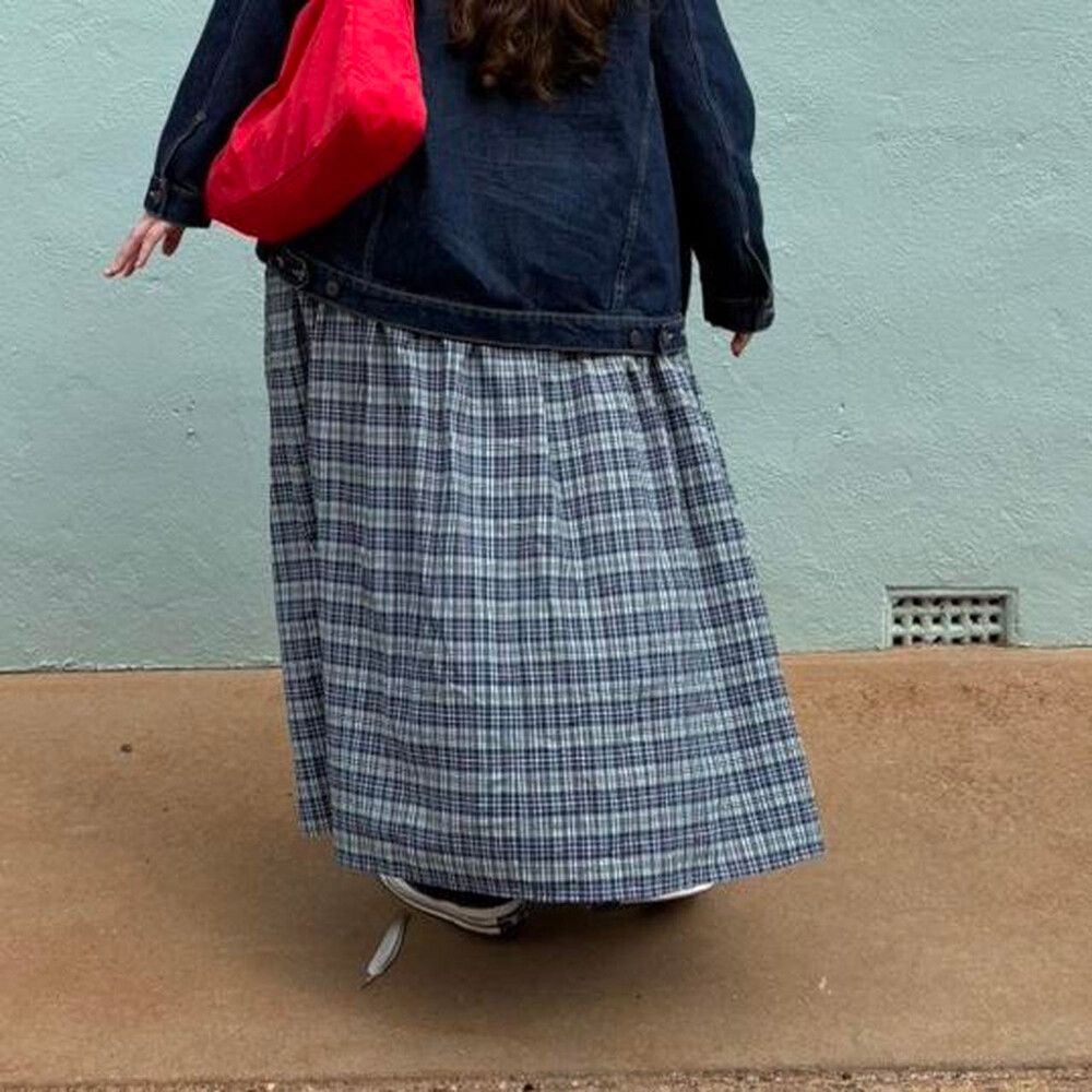 Ruby Trulli Maxi Skirt Blue Plaid
