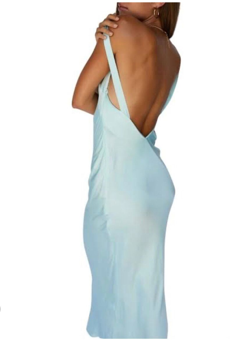 knee length dresses for ladies Leila V-Neck Low Back Satin Midi Dress Ivory– Selfie Leslie