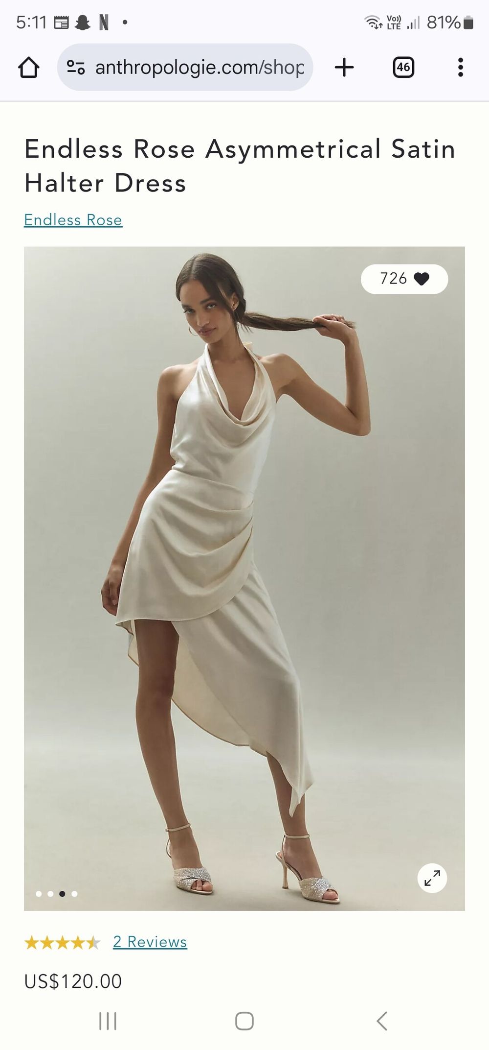 Anthropologie - Endless Rose Asymmetrical Satin Halter Dress on Designer  Wardrobe