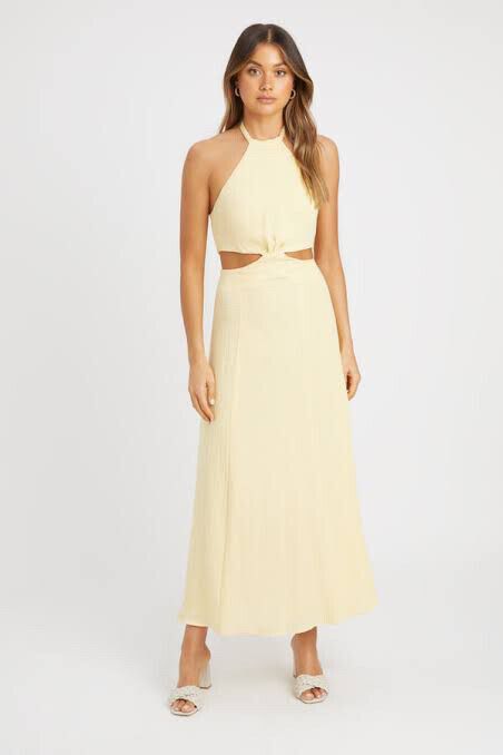 kookai yellow halter dress Kookai