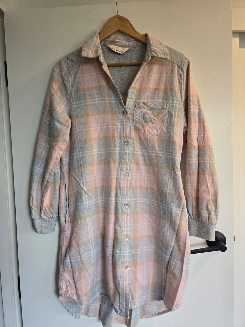 Peter Alexander Pink Grey Plaid Shirt Dress