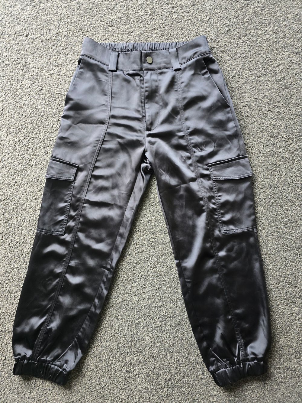 Decjuba Black Satin Cargo Pants