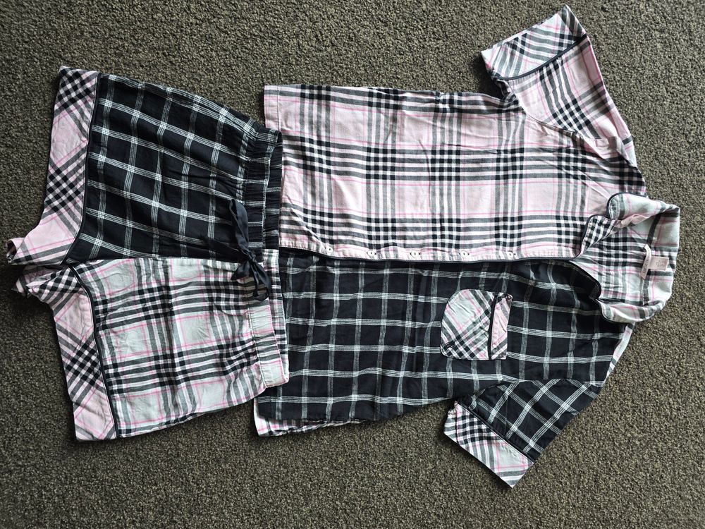 Victoria's Secret Black and Pink Plaid Pyjama Set