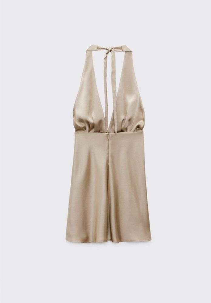 Zara Beige Halter Mini Dress
