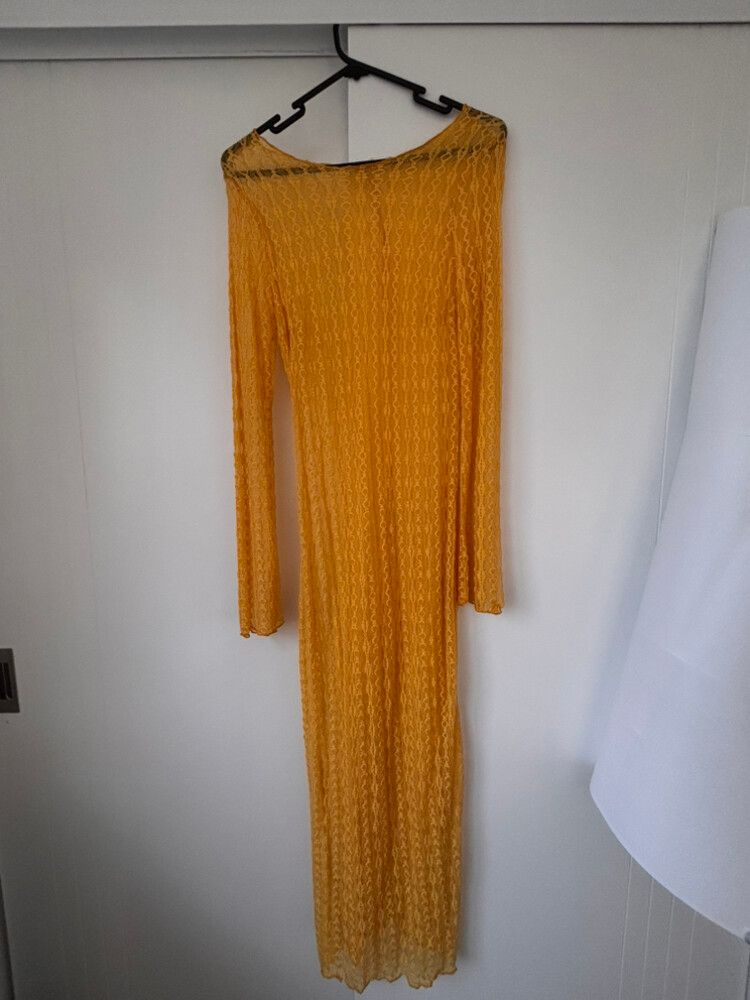 Yellow Lace Long Sleeve Dress