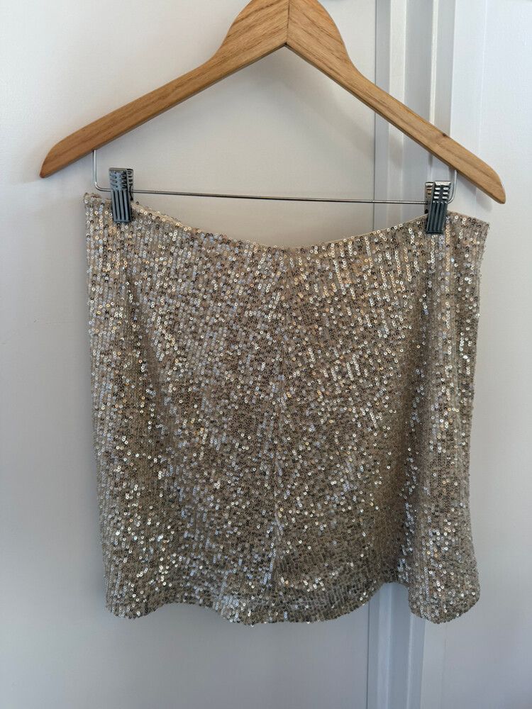 Atmos & Here Gold Sequin Mini Skirt