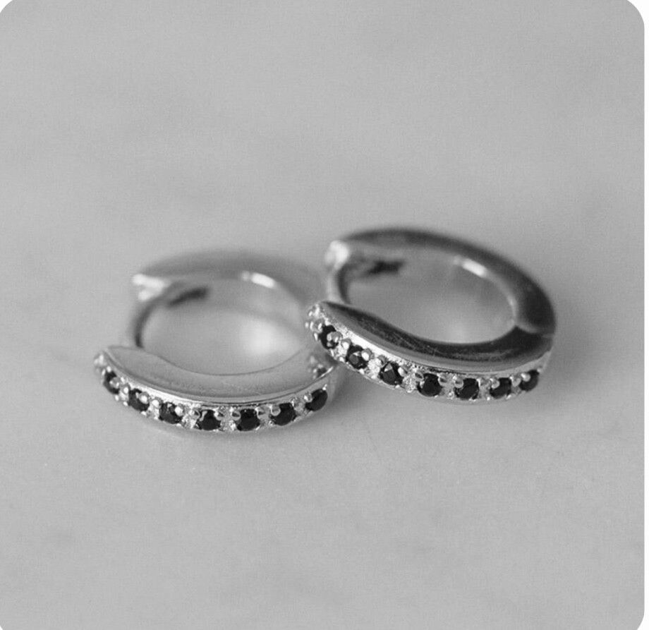 Sophie Mini Black Rock Huggie Earrings