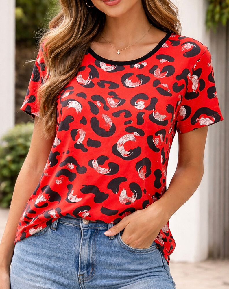 World Famous orange Leopard Tee