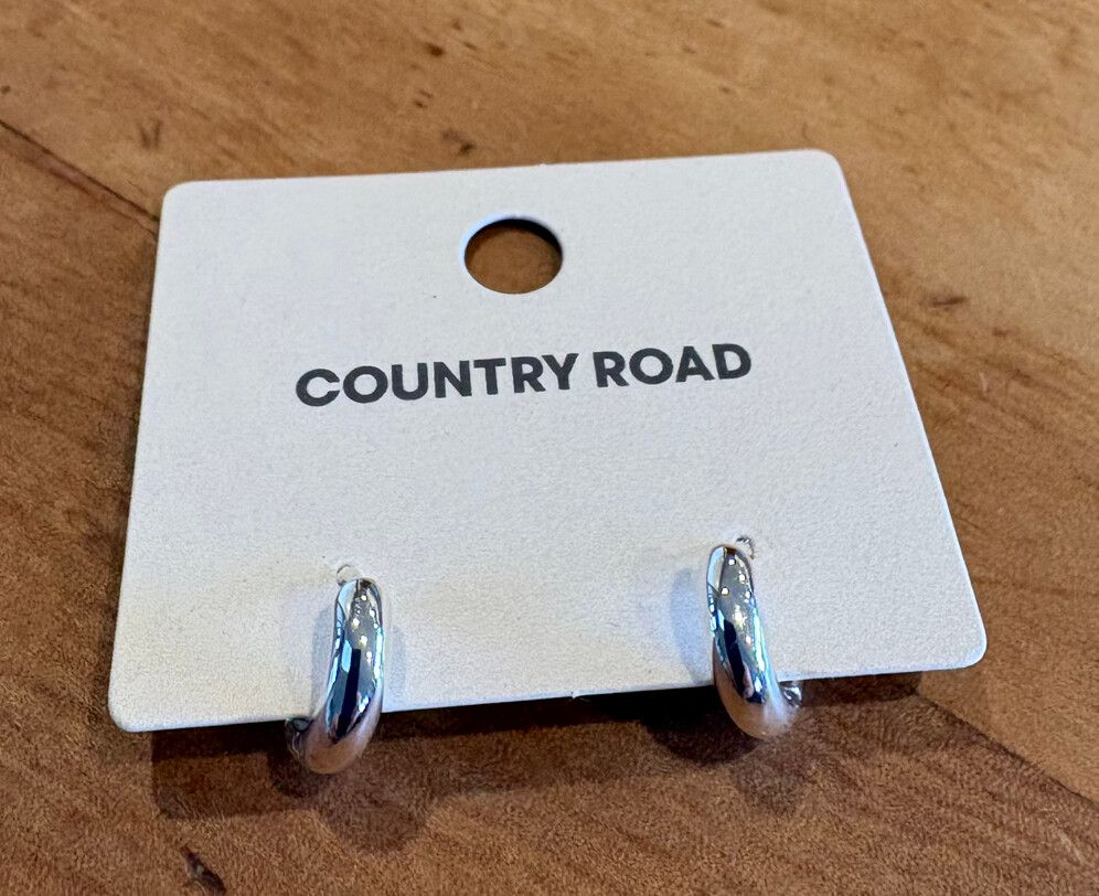 Country Road Silver Slim Hoop Huggie Earrings