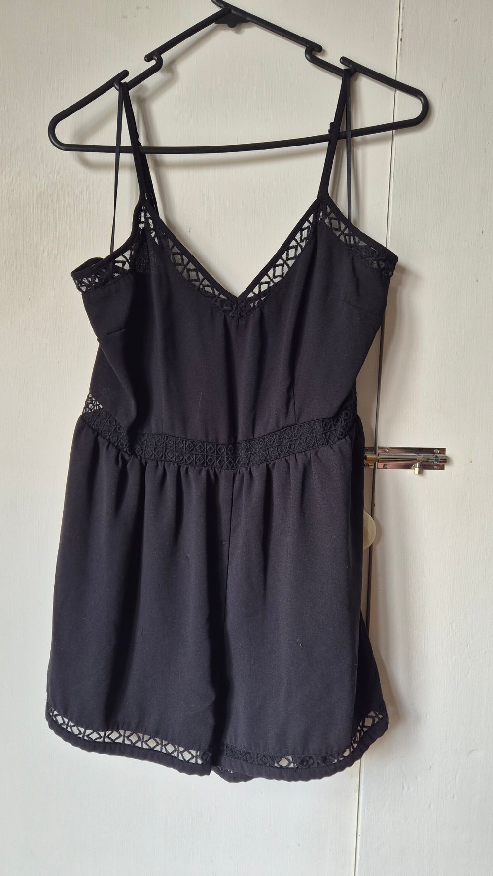 Black lace trim playsuit