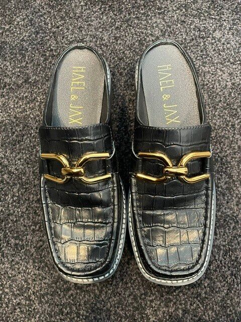 Hael & Jax Black Croc Loafers