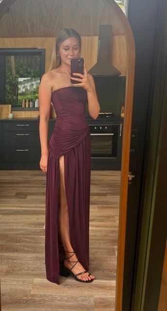 boots with burgundy dress Limy Strapless Maxi Dress burgundy – Dress to Impress Rentals main image 1