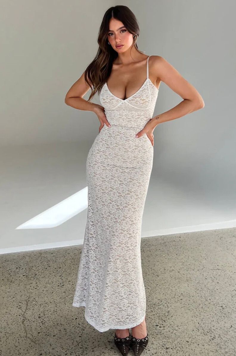 tiger mist lace maxi dress CHRISTY LACE L/S MAXI DRESS