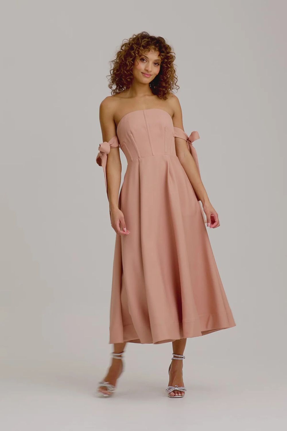 Margherita Strapless Midi Dress in Crepe