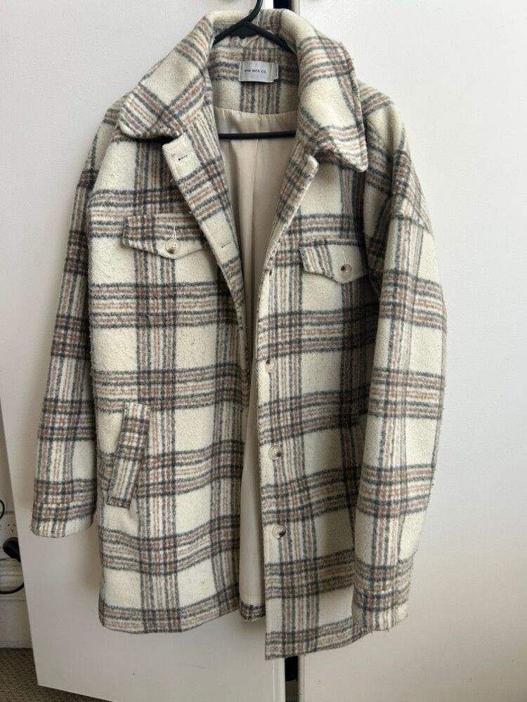 Rpm Mfg Co Cream & Brown Check Coat