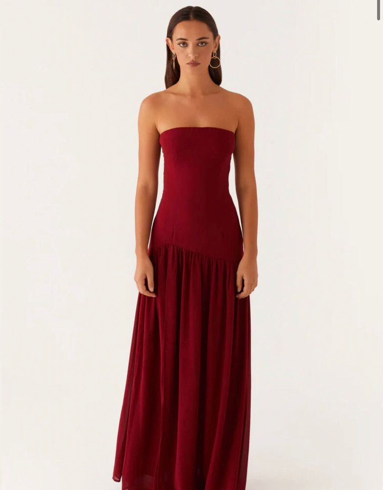 PepperMayo - Peppermayo Eden Strapless Maxi Dress - Maroon on Designer  Wardrobe