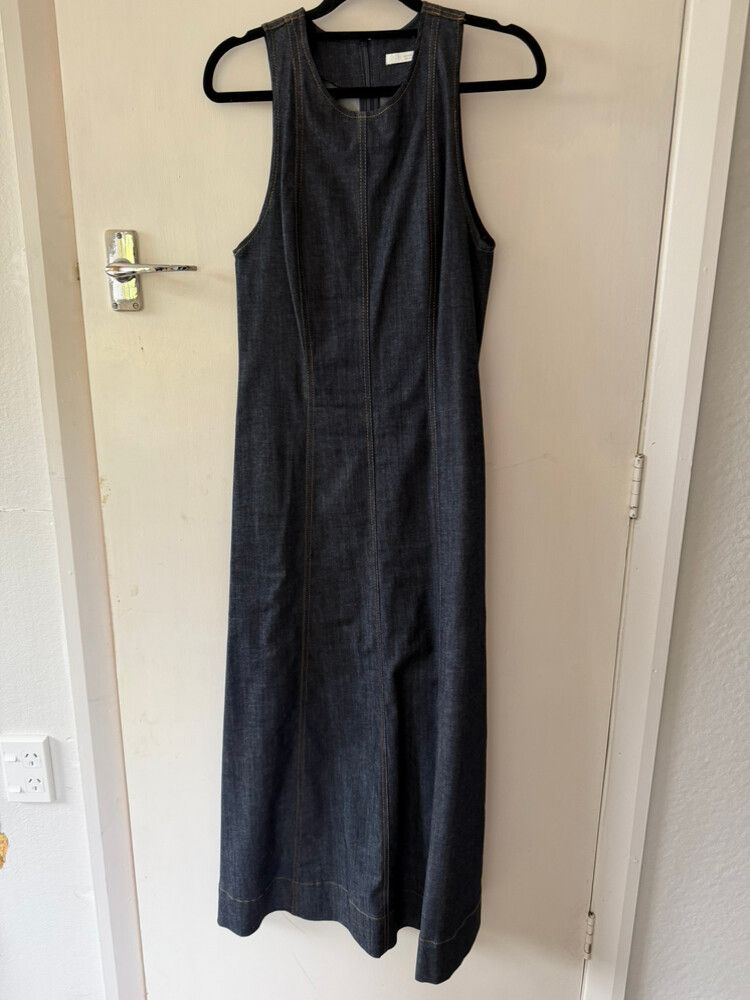 slim fit dress slacks OW Collection Ella Denim Shirt Dress in Blue
