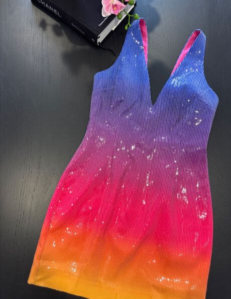 RNWY BLUE PINK PURPLE SEQUIN DRESS