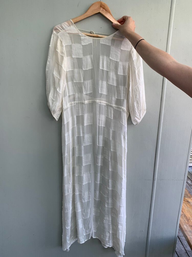 Penny Sage White Linen/silk Dress