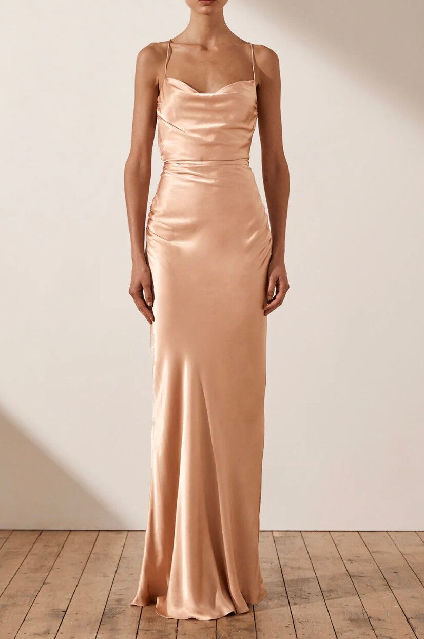 Shona Joy - LA LUNE LACE BACK MAXI DRESS - DESERT ROSE on Designer Wardrobe