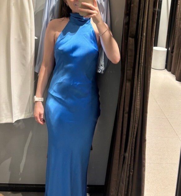 zara blue backless dress Zara backless blue dress
