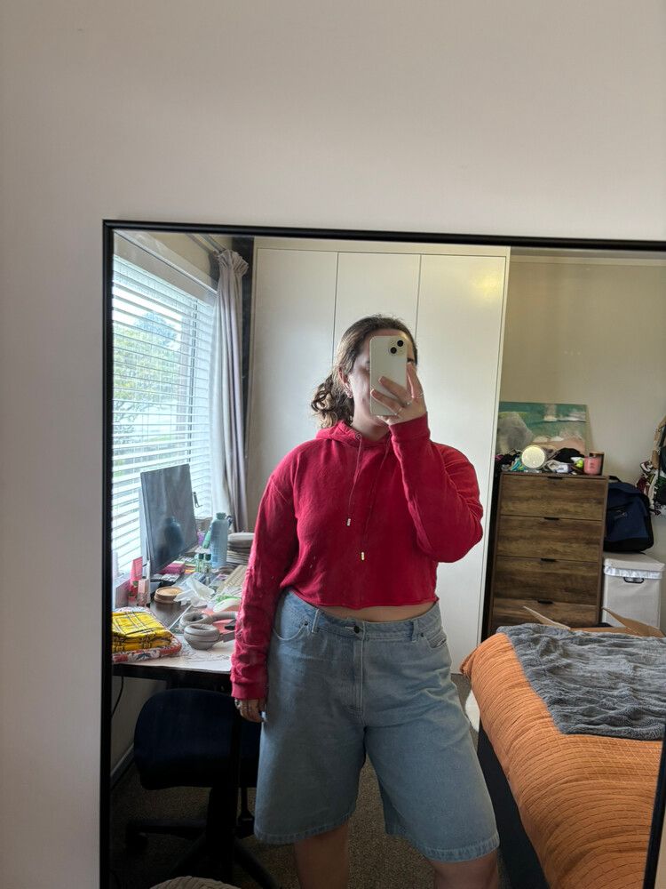 Stussy Red Crop Hoodie