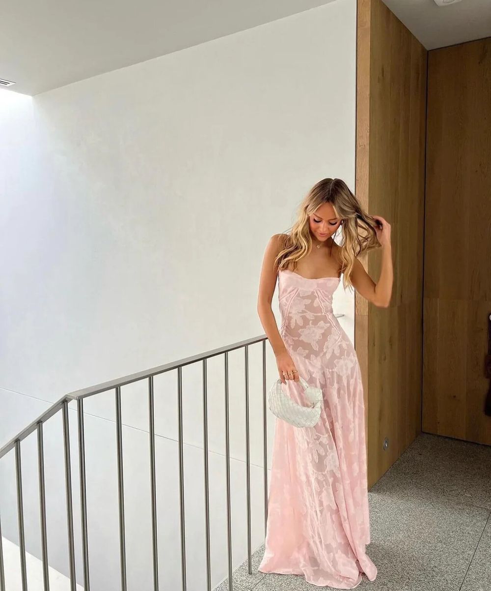 knee length dresses for ladies Multi-Color Floral Embroidered Lace-Up Back Maternity Maxi Dress main image 0