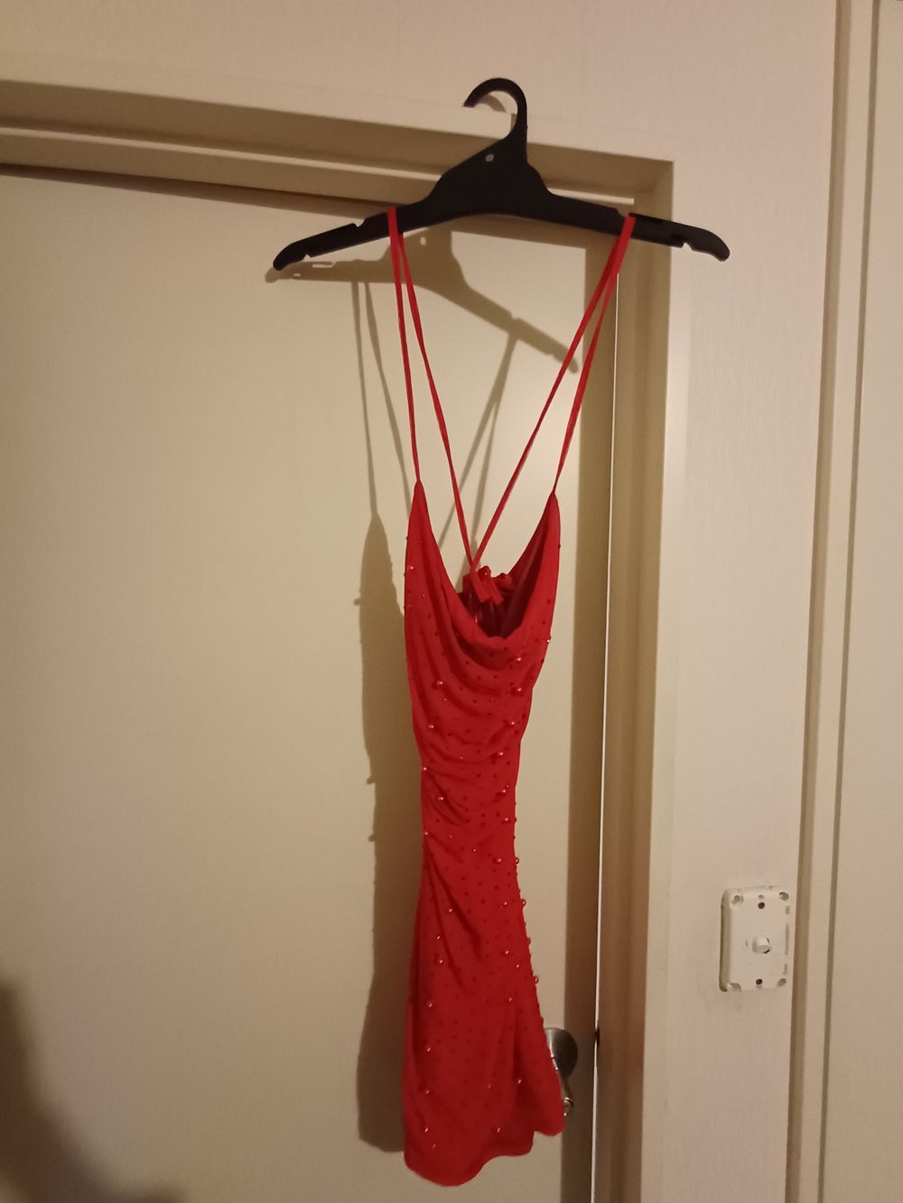 Red beaded mini dress