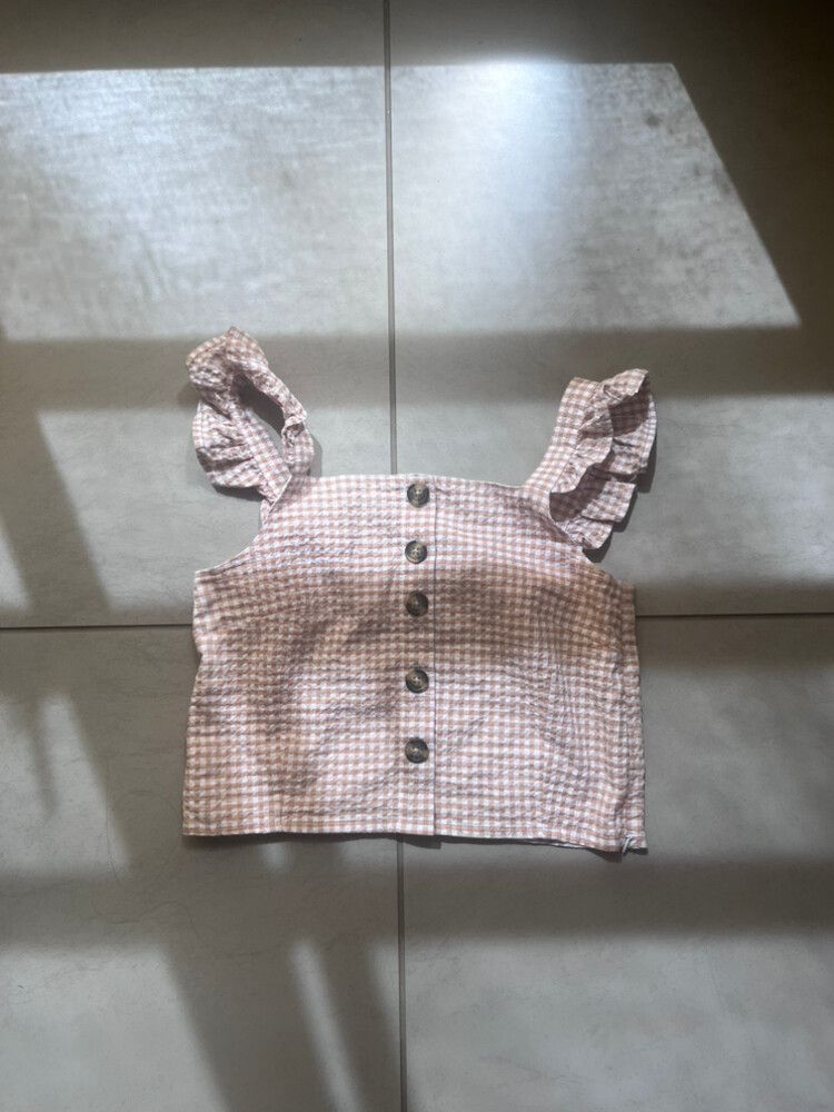 Seed Teen Light Brown Gingham Top, Size 14 (Kids)