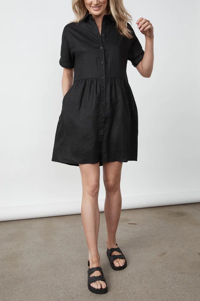 chinese dress ladies Linen Boxy Popover Shirt Dress Shop Online
