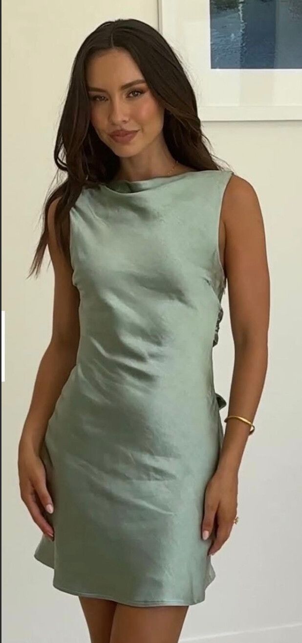 Billy J Boutique - Sage Mini Dress backless with a bow on the back on  Designer Wardrobe
