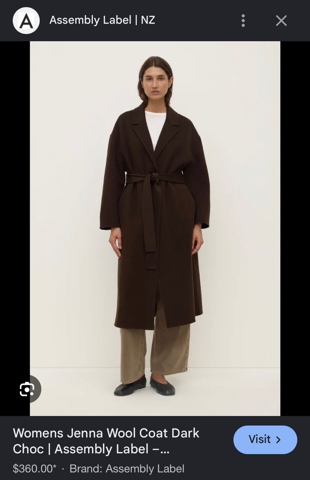 Assembly Label Jenna Coat - Chocolate BRAND NEW NEVER WORN