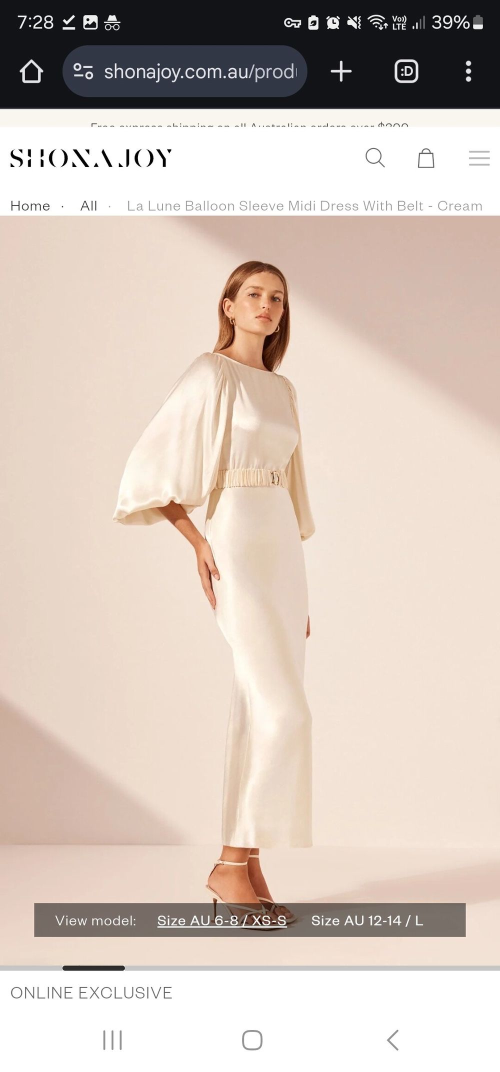 knee length dresses for ladies La Lune Balloon Sleeve Midi Cream By Shona Joy  High St. Hire