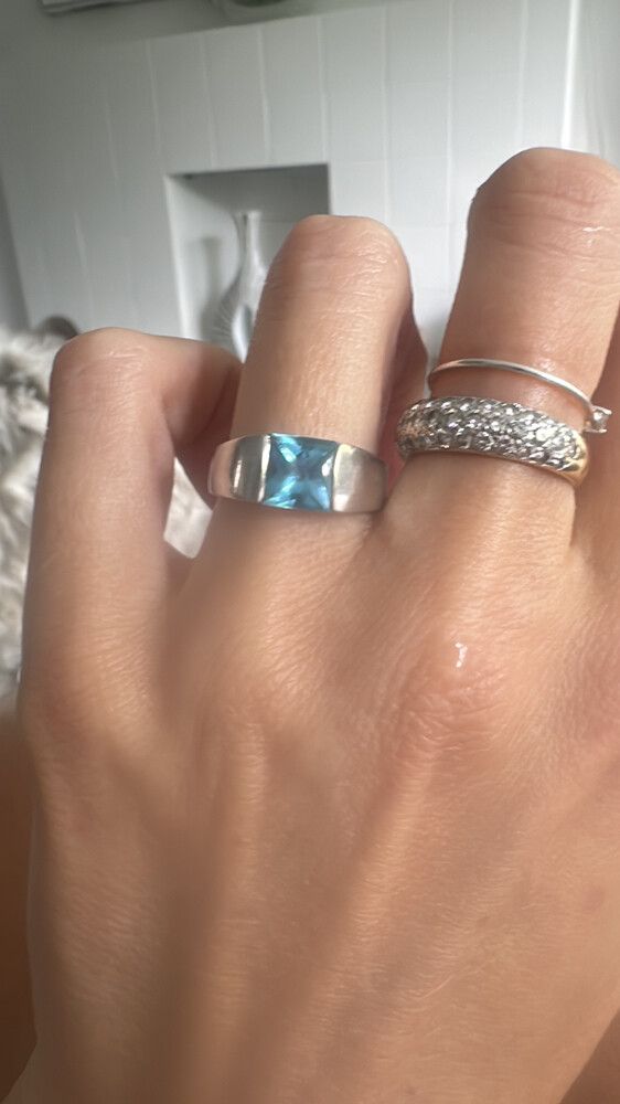 Precious Stone Aquamarine And Stirling Silver Ring