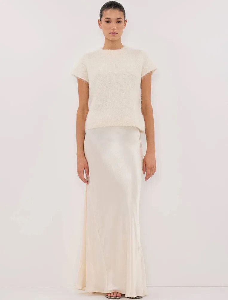 DISSH Cream Charli Satin Maxi Skirt