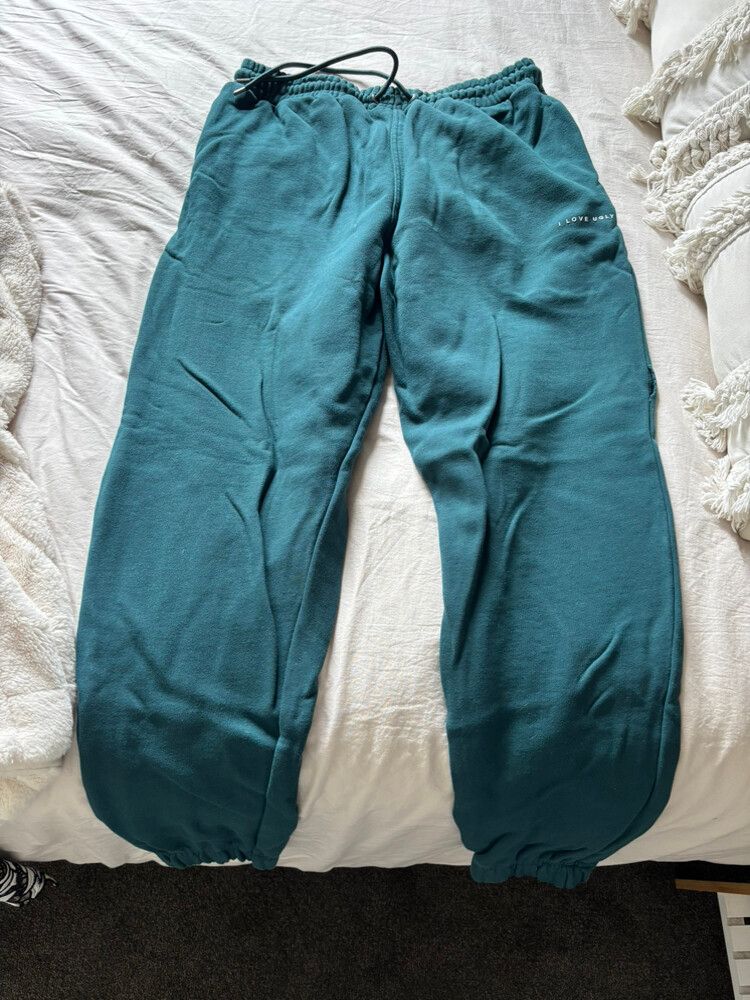 Men’s I Love Ugly Teal Green Sweatpants Size XL