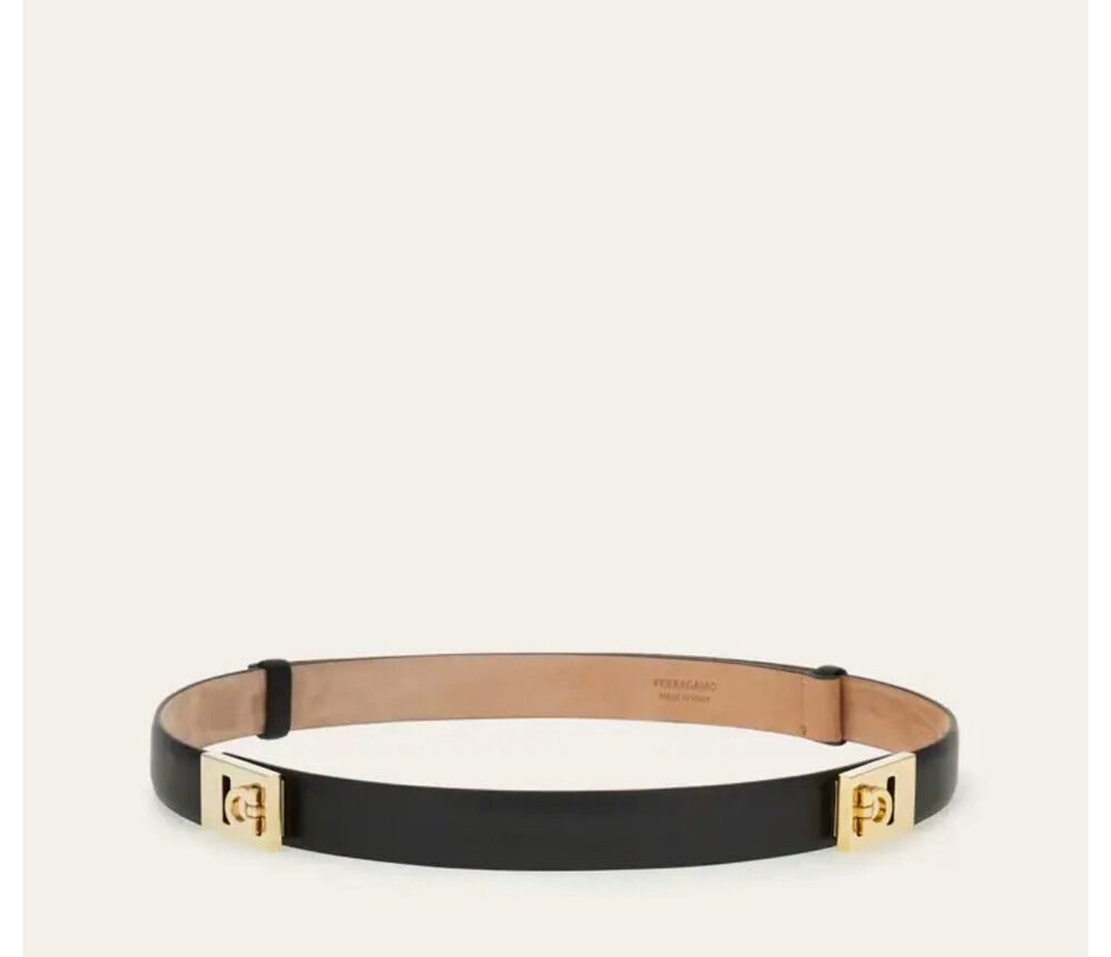 FERRAGAMO Black Leather Hug Belt