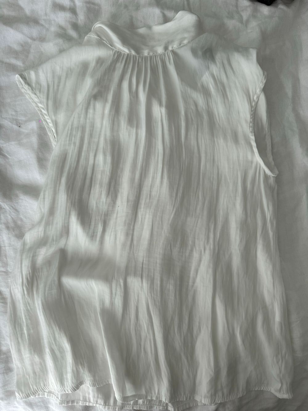 satin look cream/white high neck top
