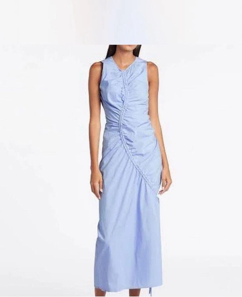 Sir the label Ilkin Asymmetrical  Ice Blue midi Dress. S8Au 4US RRP $400 EC
