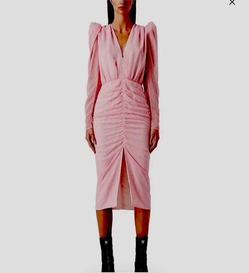 Camilla and Marc Carmen Pink Gingham Midi Dress size 12 EC