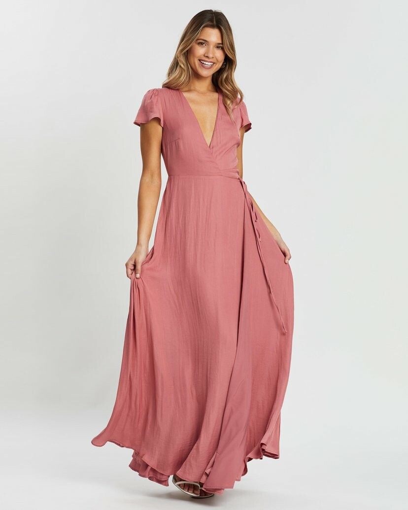 atmos and here pink dress Atmos & Here Piper Pleated Knit Midi Dress