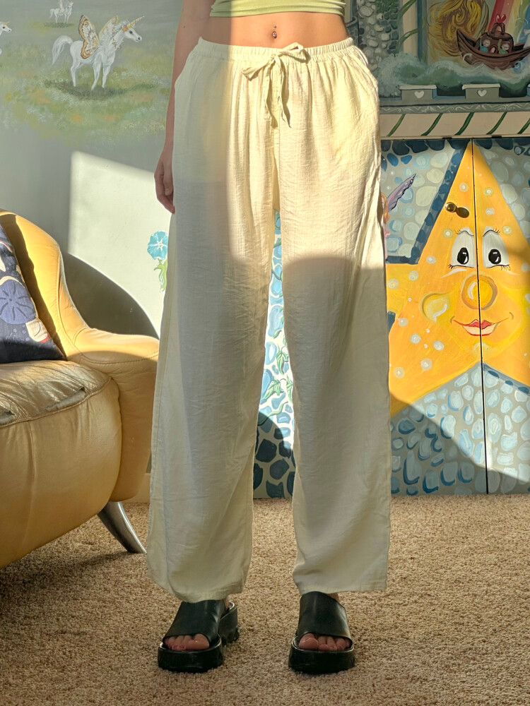 Linen Baby Yellow Pants