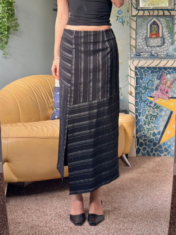 funky asymmetrical midi skirt
