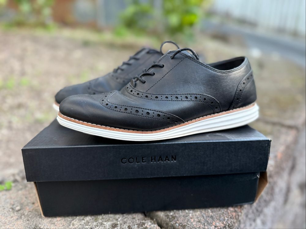 Cole Haan Black Leather Brogue Sneakers