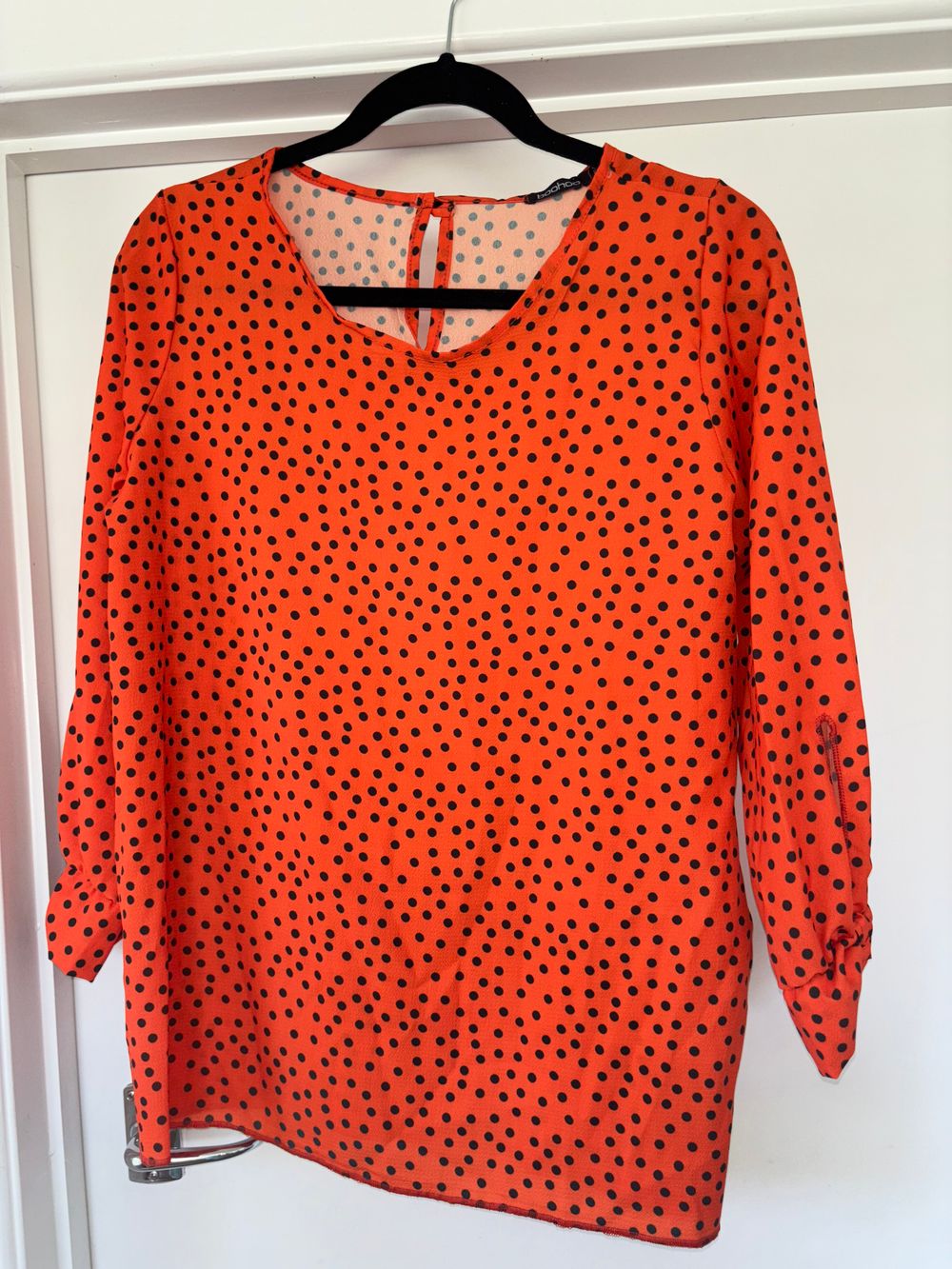 boohoo polka dot blouse