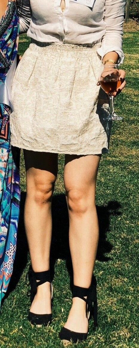 Karen Walker Gold and Cream Mini Skirt